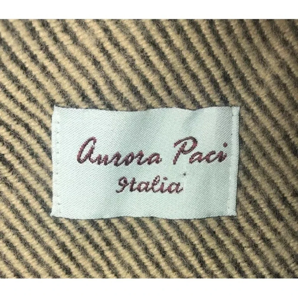 Aurora Paci‎ Italia Brown Beige Scarf Wrap Tassels Womens 32 X 80